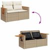 vidaXL 8-tlg. Garten-Sofagarnitur mit Kissen Beige Poly Rattan Akazie