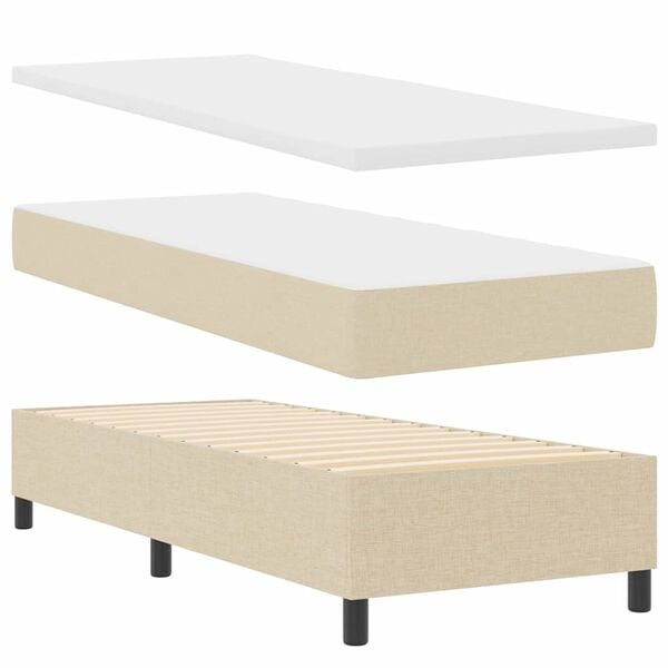 vidaXL Boxspringbett mit Matratze mit Kopfteil Creme 80 x 200 cm Stoff