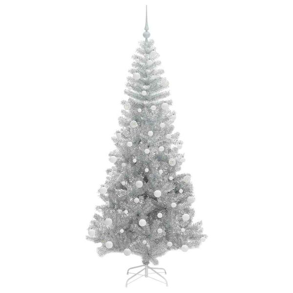 vidaXL Weihnachtsbaum mit 300 LEDs mit Ständer Silber 180 cm Haustier