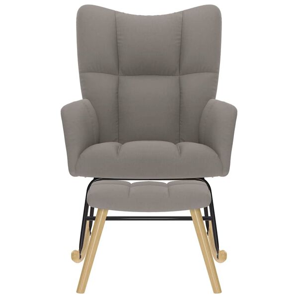 vidaXL Schaukelstuhl mit Fu&szlig;hocker Taupe Stoff