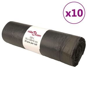 vidaXL M&uuml;lls&auml;cke mit Zugband 250 Stk. Schwarz 120 L