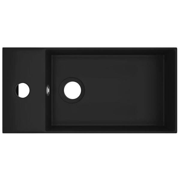 vidaXL Badezimmer-Waschbecken mit &Uuml;berlauf Keramik Matt Schwarz