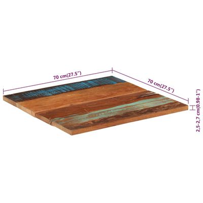 vidaXL Tischplatte Quadratisch 70x70 cm 25-27 mm Altholz Massiv
