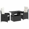 vidaXL Outdoortisch-Set 3 pcs Schwarz und Cremewei&szlig; Poly-Rattan