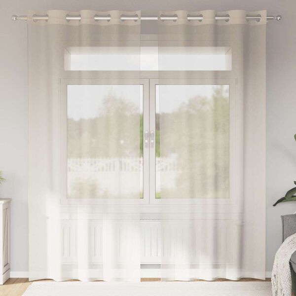 vidaXL Voile Vorhänge mit Ösen 2 Stk. Creme 140x245 cm