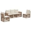 vidaXL Gartensofa-set 5 Stk. Beige und Cremewei&szlig; Poly-Rattan