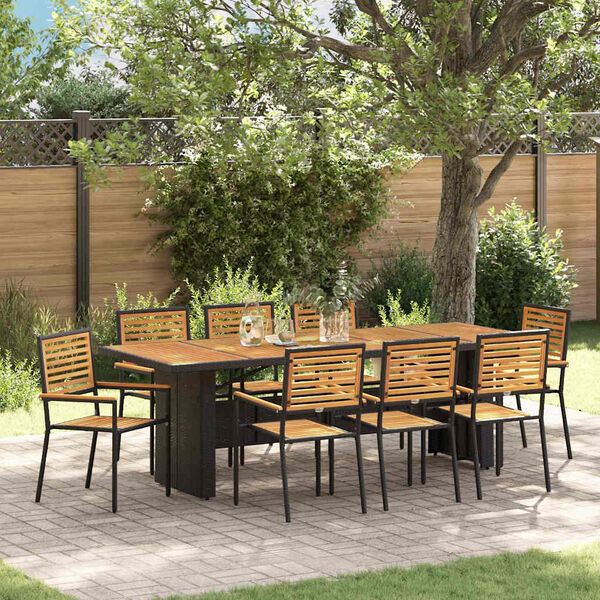 vidaXL Garten Essgruppe 9 pcs Schwarz und Braun Poly-Rattan