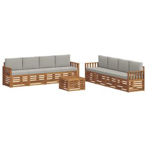 vidaXL Sofagarnituren 9 pcs Nat&uuml;rlich und Hellgrau Massivholz Akazie