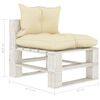 vidaXL 4-tlg. Garten-Lounge-Set Paletten mit Cremewei&szlig;en Kissen Holz