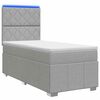 vidaXL LED Boxspringbett mit Matratze Hellgrau 80 x 200 cm Stoff