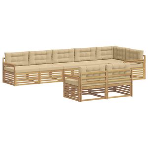 vidaXL Outdoor-Sofagarnitur 8 stk. Wei&szlig; und Beige Polyester