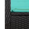 vidaXL Gartenbank Verstellbar mit Kissen Schwarz Poly Rattan