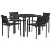 vidaXL Gartenm&ouml;bel Set 5 pcs Schwarz und Anthrazit 80 x 80 x 73 cm