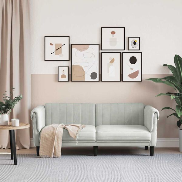 vidaXL Sofa 2-Sitzer Hellgrau Samt