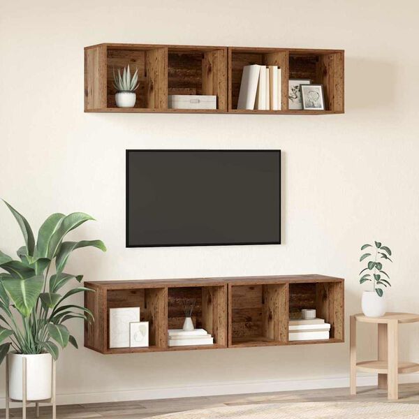 vidaXL TV-Schrankset 4 pcs Altholz 37 x 37 x 72 cm Holzwerkstoff