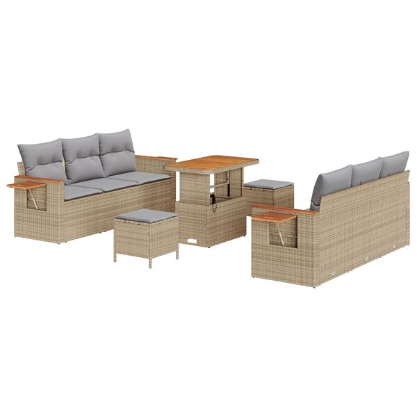 vidaXL Gartensofa-set mit Kissen 11 pcs Beige und Hellgrau Poly-Rattan