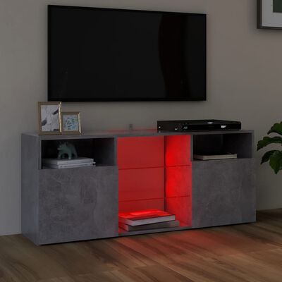 vidaXL TV-Schrank mit LED-Leuchten Betongrau 120x30x50 cm