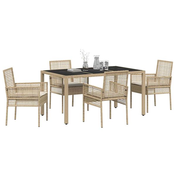 vidaXL Garten Essgruppe 5 pcs Beige Poly-Rattan
