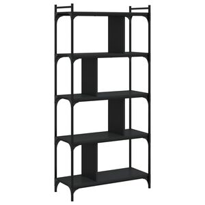 vidaXL B&uuml;cherregal 5 B&ouml;den Schwarz 76x32x158 cm Holzwerkstoff