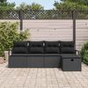 vidaXL Garten-Sofa-Set mit Kissen 5 pcs Schwarz Poly Rattan