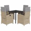 vidaXL 5-tlg. Garten-Essgruppe mit Kissen Beige Poly Rattan