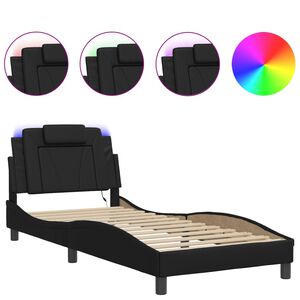 vidaXL Bettgestell "Viana" mit LED ohne Matratze Schwarz 80x200 cm