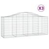 vidaXL Gabionen mit Hochbogen 3 Stk. 200x50x80/100 cm Verzinktes Eisen