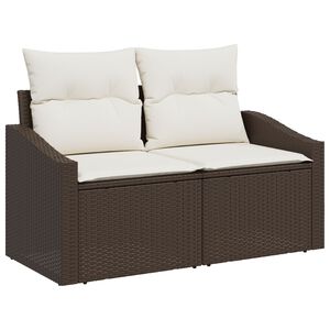 vidaXL Sofa Set mit Kissen 7 pcs Braun und Creme Poly-Rattan