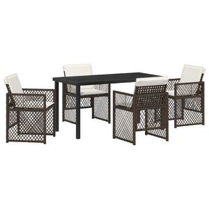 vidaXL Garten Essgruppe 5 pcs Braun Poly-Rattan
