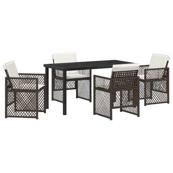 vidaXL Garten Essgruppe 5 pcs Braun Poly-Rattan