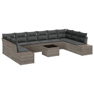 vidaXL Gartensofa-set 10 stk. 9-Sitzer Grau [Synthetisch]: Polyrattan