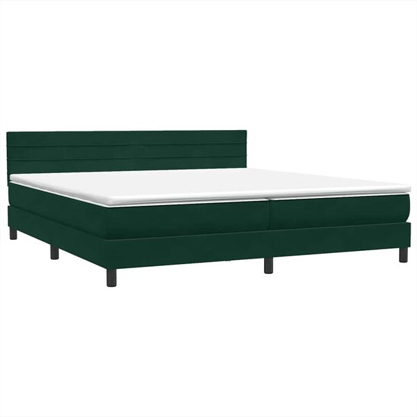 vidaXL Boxspringbett mit Matratze Dunkelgr&uuml;n 180x220 cm Samt