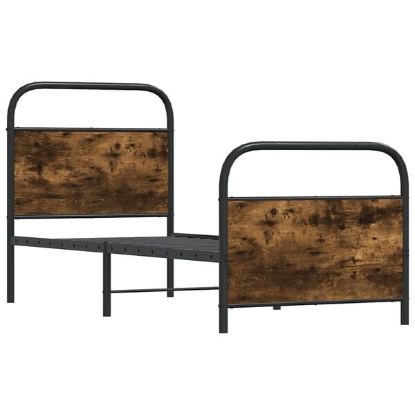 vidaXL Bettgestell ohne Matratze 75x190 cm Räuchereiche Holzwerkstoff