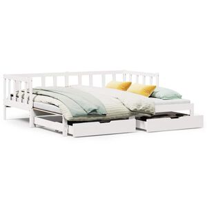 vidaXL Tagesbett Ausziehbar mit Schubladen ohne Matratze Wei&szlig; 90x200cm