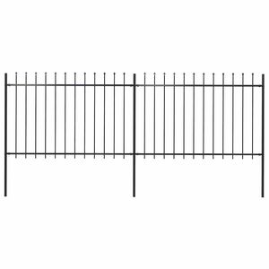 vidaXL Gartenzaun mit Speerspitzen Stahl 3,4 x 1,2 m Schwarz