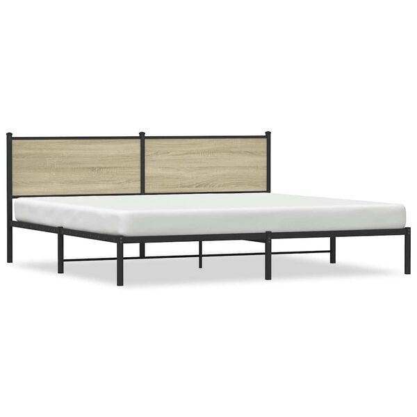 vidaXL Metallbett ohne Matratze Sonoma-Eiche 193x203 cm