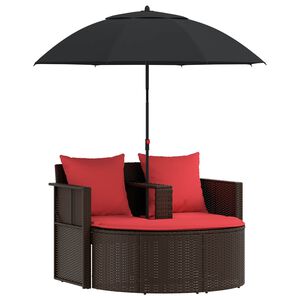 vidaXL Garten-Sofa Braun und Rot 168 x 168 x 180 cm Polyrattan