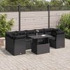 vidaXL 8-tlg. Garten-Sofagarnitur mit Kissen Schwarz Poly Rattan