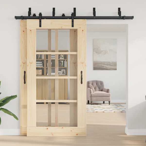 vidaXL Schiebet&uuml;rbeschlag-Set 213,5 cm Stahl Schwarz