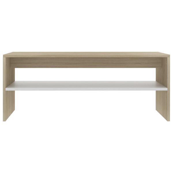vidaXL Couchtisch Weiß und Sonoma-Eiche 100x40x40 cm Holzwerkstoff