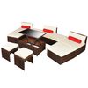 vidaXL 10-tlg. Garten-Lounge-Set mit Auflagen Poly Rattan Braun