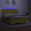 vidaXL Boxspringbett mit Matratze & LED Gr&uuml;n 160x200 cm Stoff