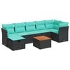 vidaXL 8-teiliges Gartensofa-Set mit Kissen, schwarzes Polyrattan