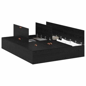 vidaXL Aufbewahrungsbettgestell Schwarz Eichen-Optik 140 x 190 cm