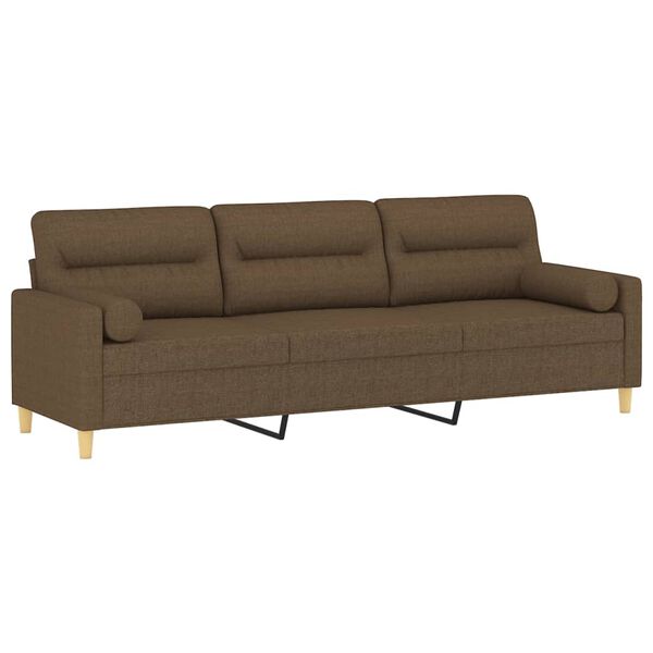 vidaXL 3-Sitzer-Sofa mit Kissen Braun 210 cm Stoff