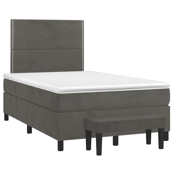vidaXL Boxspringbett mit Matratze Dunkelgrau 120x190 cm Samt