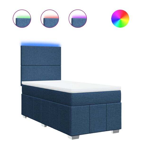vidaXL Boxspringbett mit Matratze Blau 90x190 cm Stoff