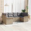 vidaXL Garten-Sofa-Set mit Kissen mit Speicher 6 pcs Beige Poly Rattan