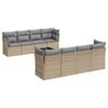vidaXL 9-tlg. Garten-Sofagarnitur mit Kissen Beige Poly Rattan