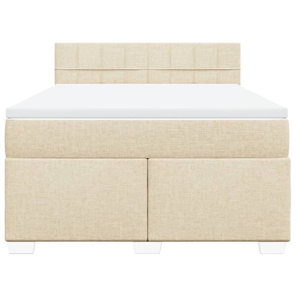 vidaXL Boxspringbett mit Matratze Creme 140x200 cm Stoff